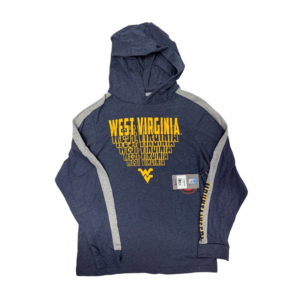 Colosseum Youth West Virginia Mountaineers Hoodie Kids XL (20) Navy Blue Gold